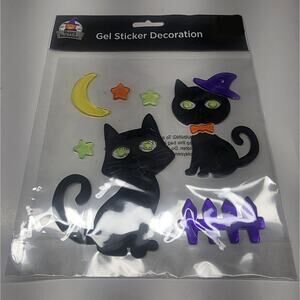 Halloween Window Gel Sticker Decorations Black Cat Holiday Decor New Sealed